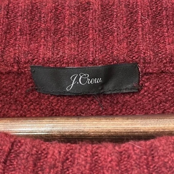 J. Crew Oversized Crewneck Sweater in Supersoft Yarn Merino Wool Alpaca Burgundy - Picture 5 of 10